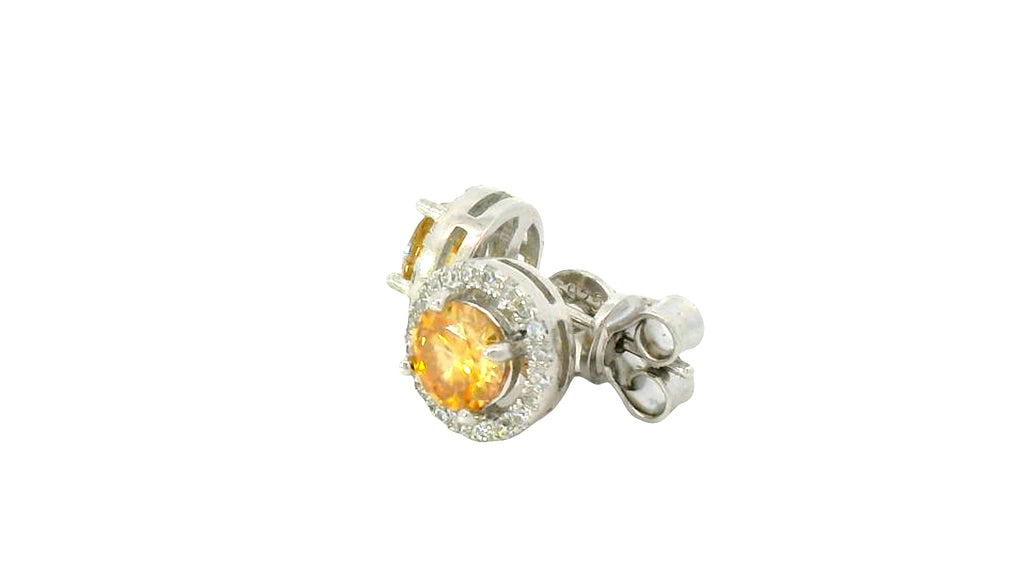 5.0 mm 0.5ct orange silver VS clarity earrings