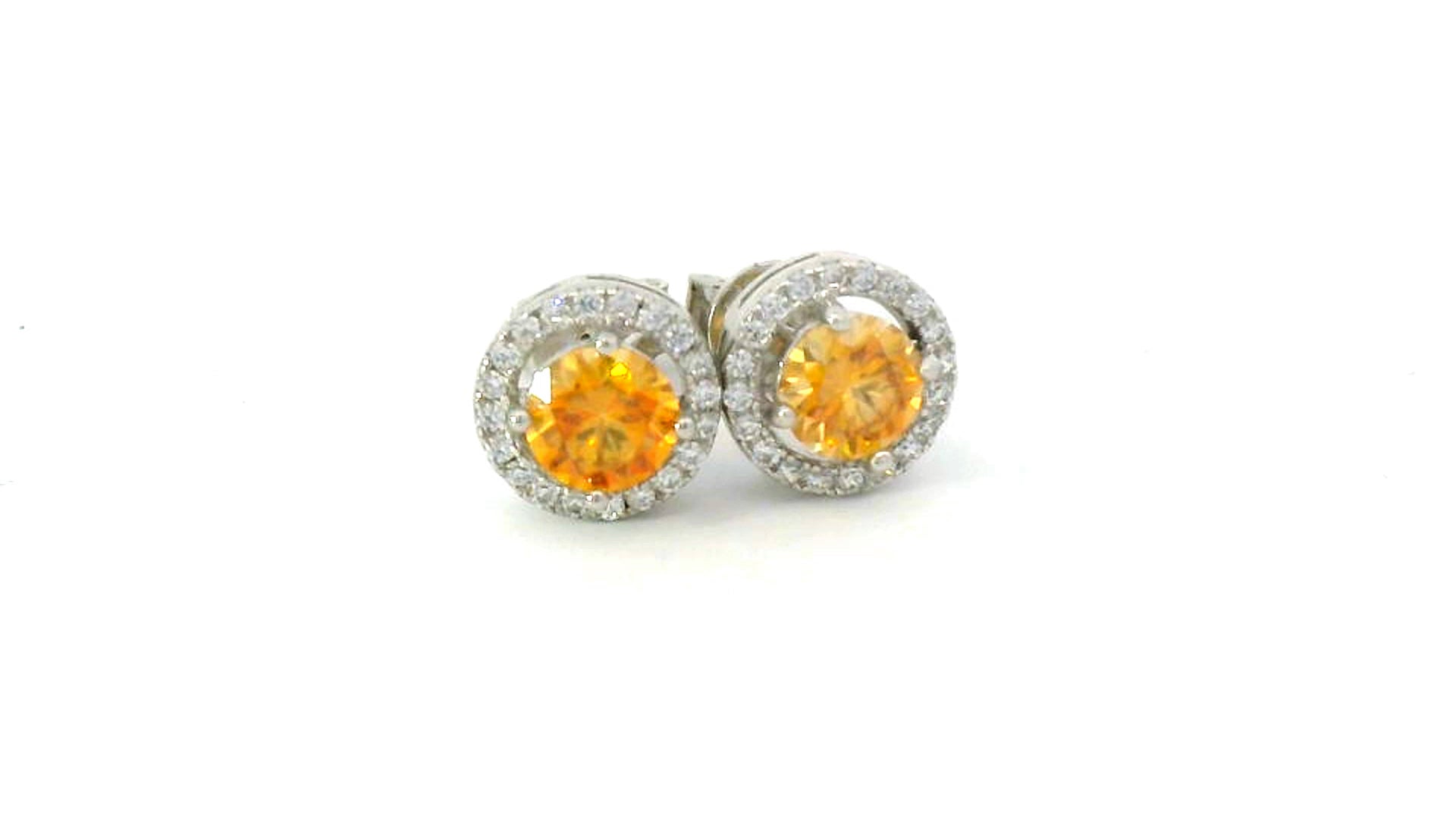 5.0 mm 0.5ct orange silver VS clarity earrings