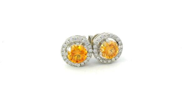 5.0 mm 0.5ct orange silver VS clarity earrings