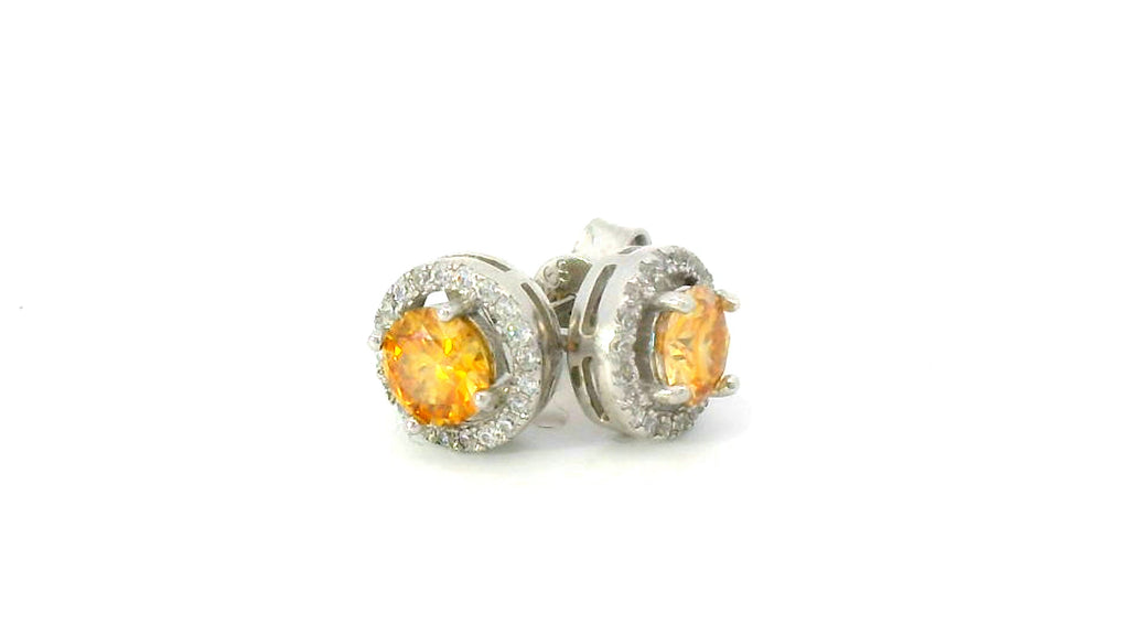 5.0 mm 0.5ct orange silver VS clarity earrings