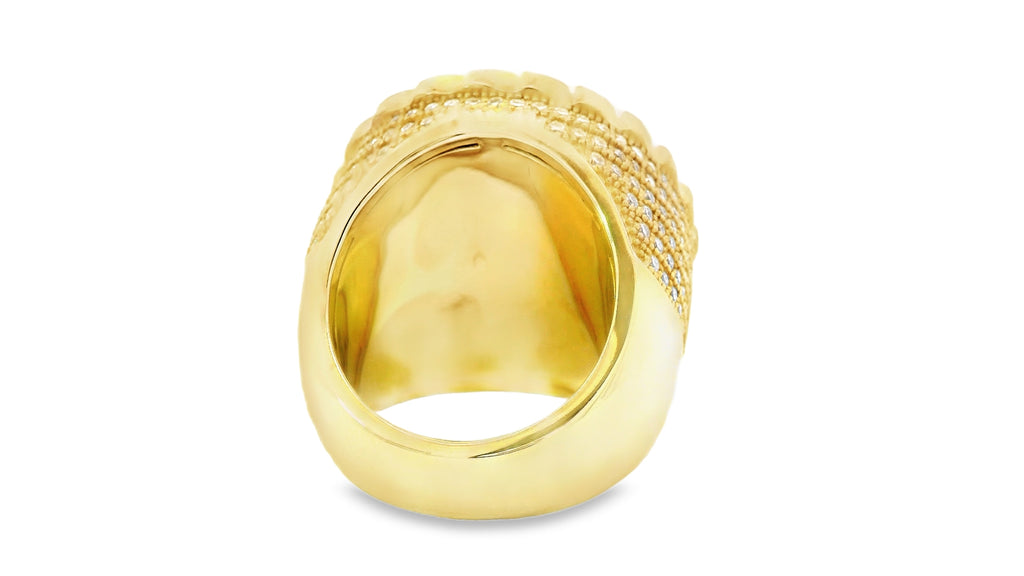 silver base- gold large prayer hands ring..