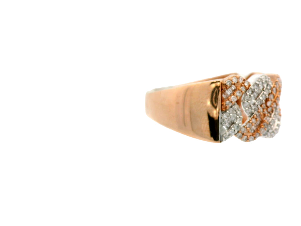 10k rose and white gild cuban ring with natural stone vs1 stones