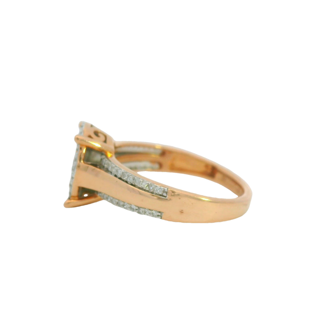 10k rose gold natural stone oval ring