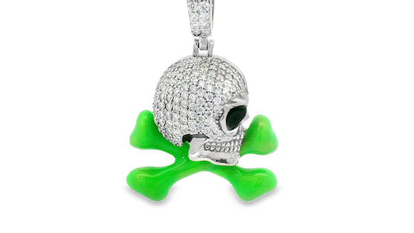 silver glow in the dark skull pendant