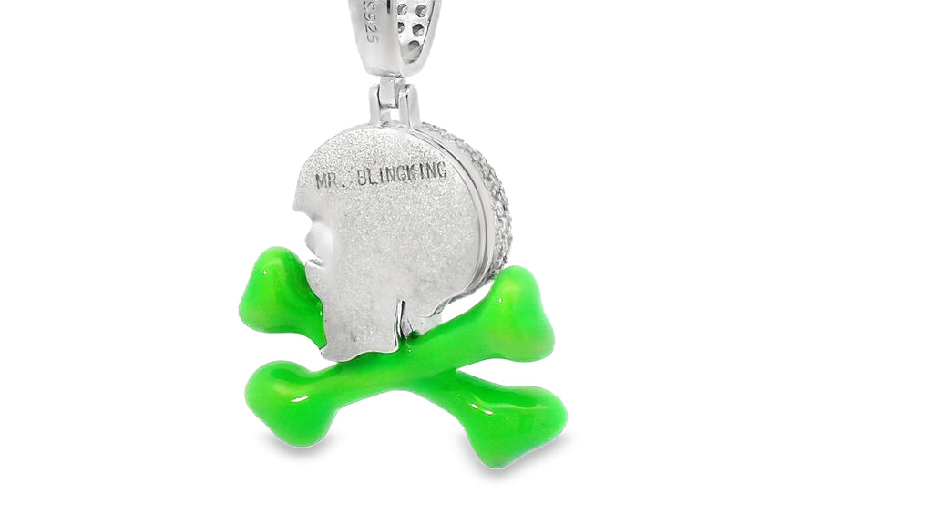 silver glow in the dark skull pendant
