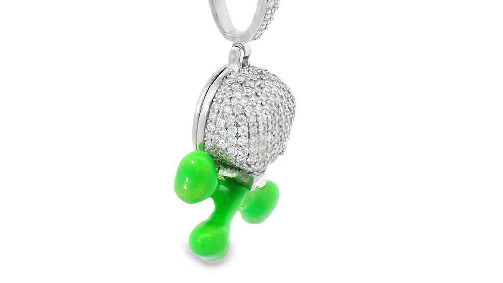 silver glow in the dark skull pendant
