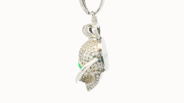 silver -Diamond Skull pendant glow in "DARK" lab stone