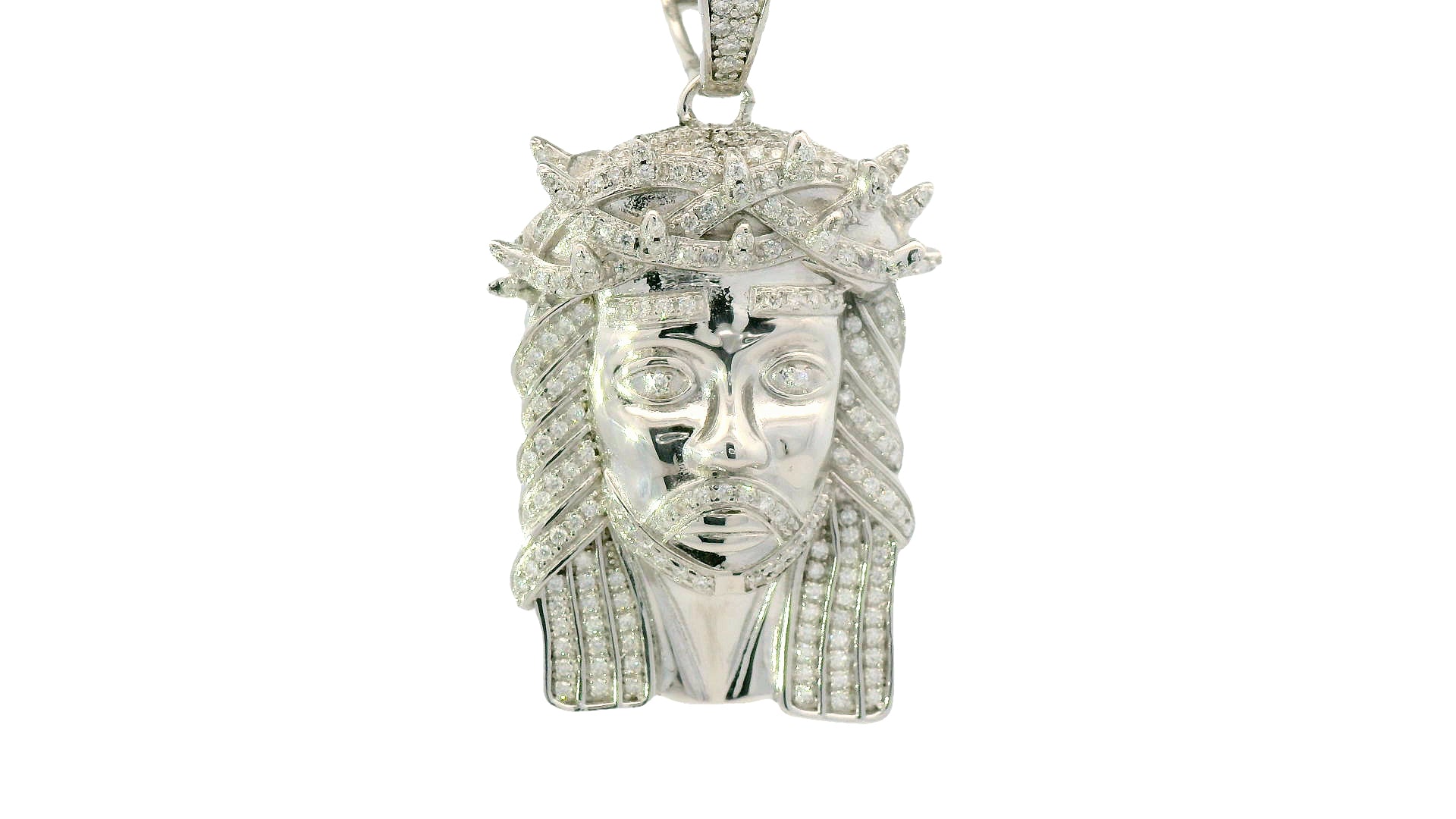 Silver labstone Jesus head pendant