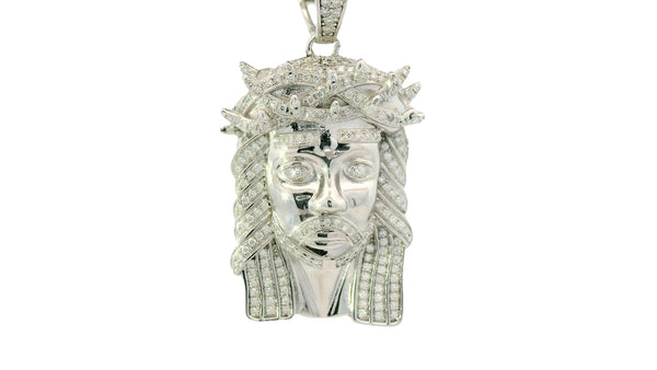 Silver labstone Jesus head pendant