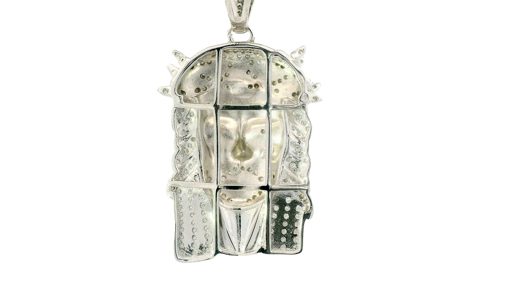 Silver labstone Jesus head pendant