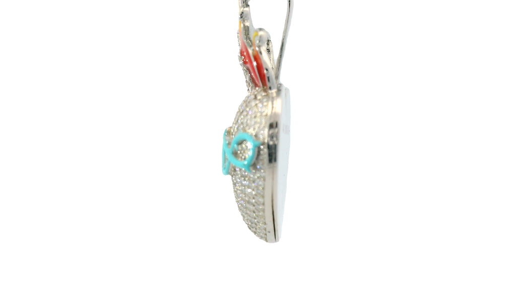 Silver labstone Flaming heart of thorns with cross pendant