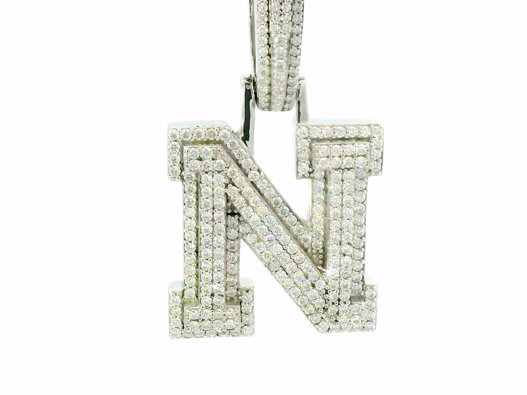 Silver labstone letter “ N “ pendant