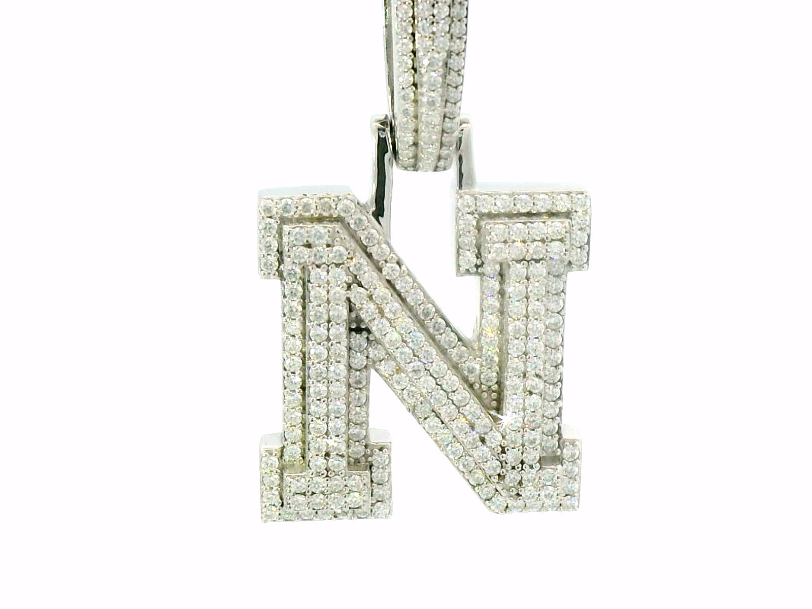 Silver labstone letter “ N “ pendant