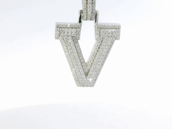 Silver lab stone “ V “ pendant
