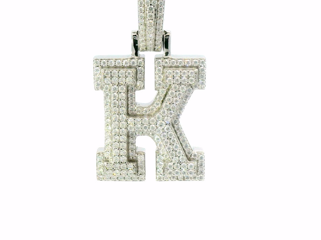Sliver labstone letter “ K “ pendant