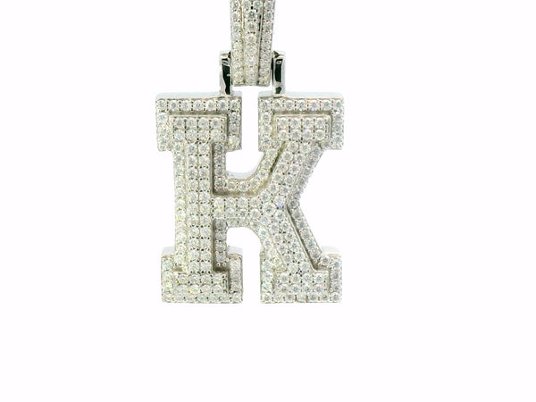 Sliver labstone letter “ K “ pendant