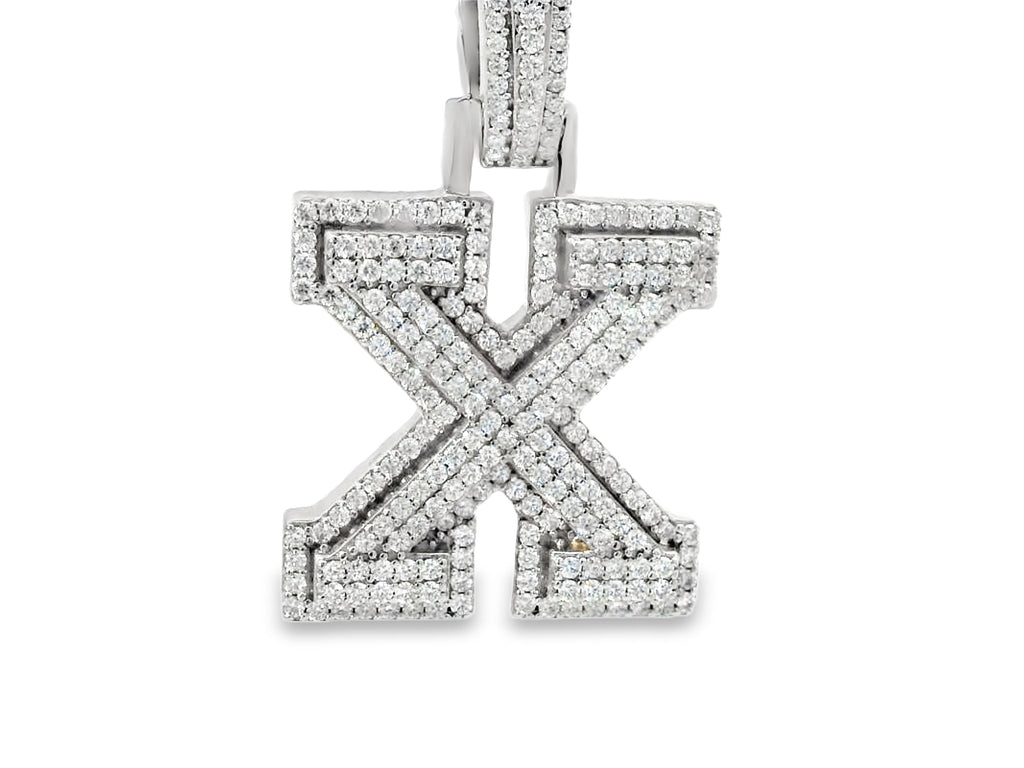 Silver labstone letter “X” pendant