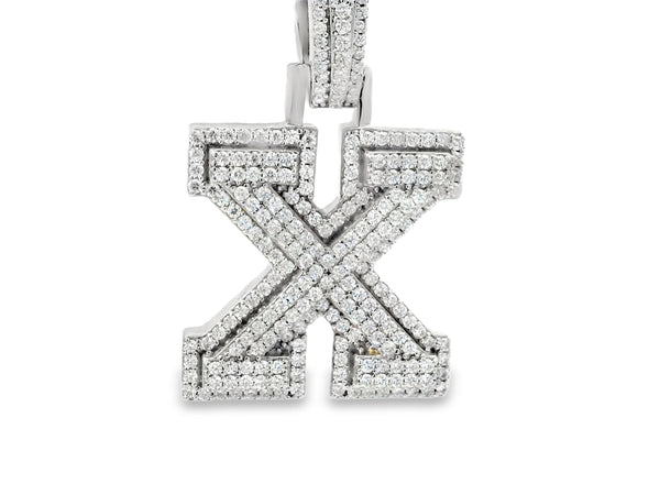 Silver labstone letter “X” pendant