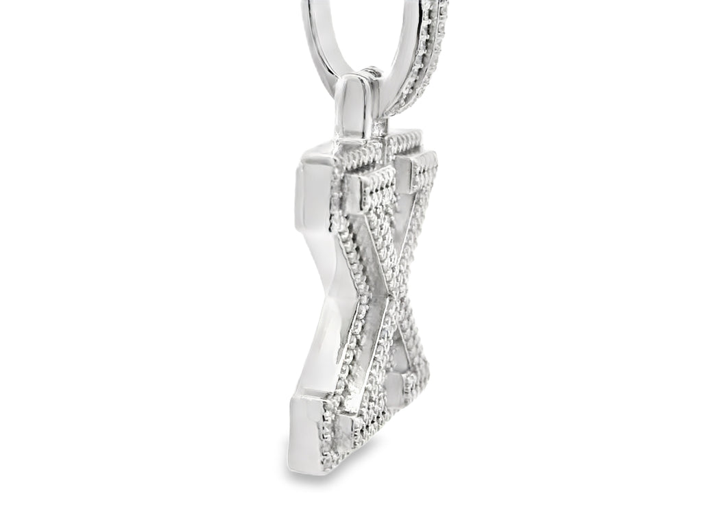 Silver labstone letter “X” pendant