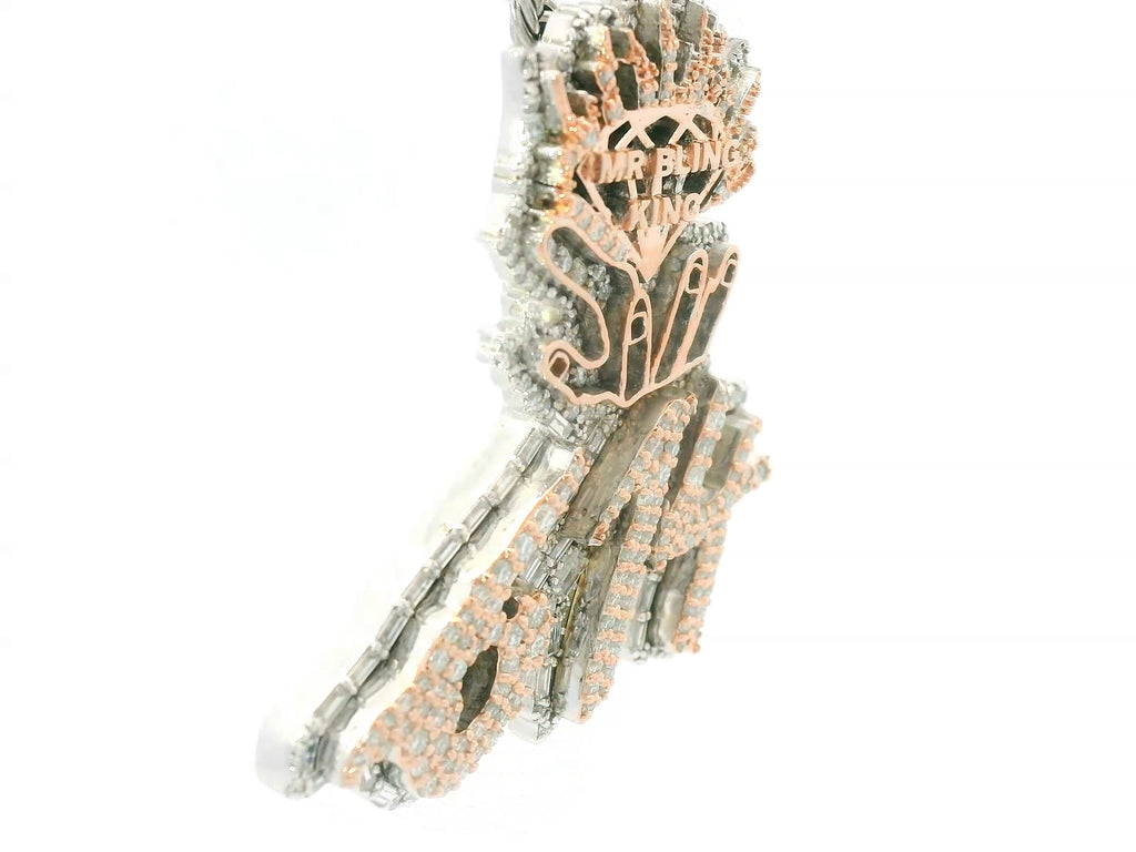 Two tone silver and rose gold 614 pendant