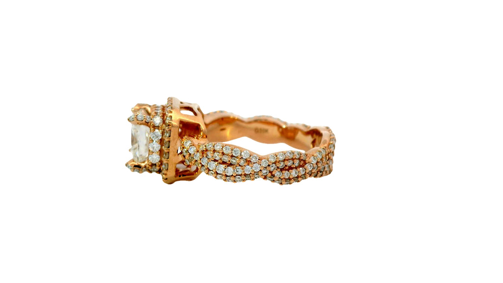10k rose gold lab stone square ring