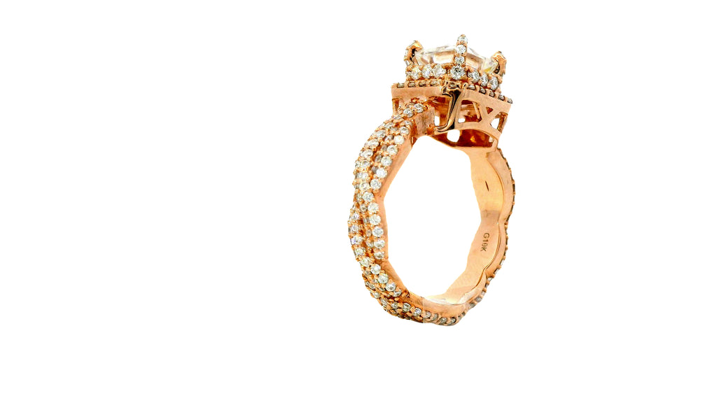 10k rose gold lab stone square ring