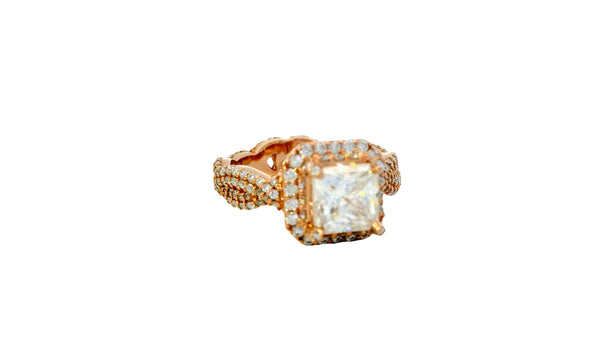 10k rose gold lab stone square ring