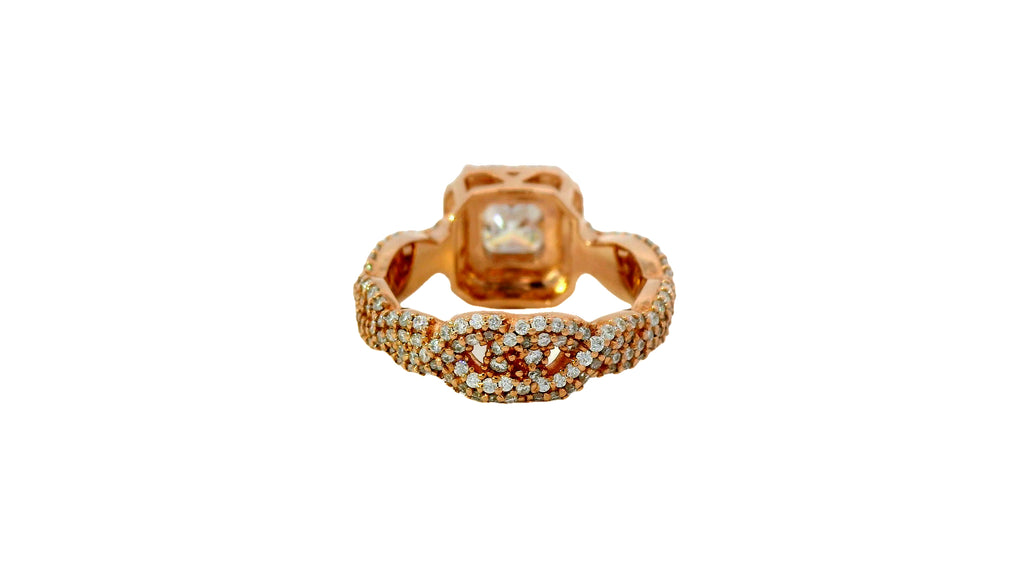 10k rose gold lab stone square ring