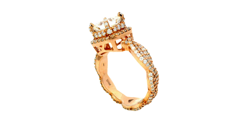 10k rose gold lab stone square ring