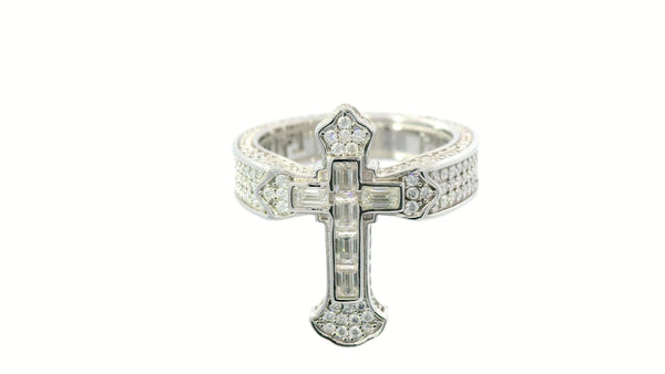 Silver labstone emerald cut cross