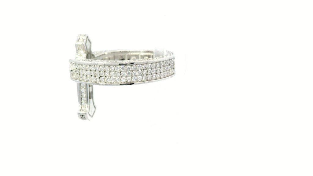 Silver labstone emerald cut cross