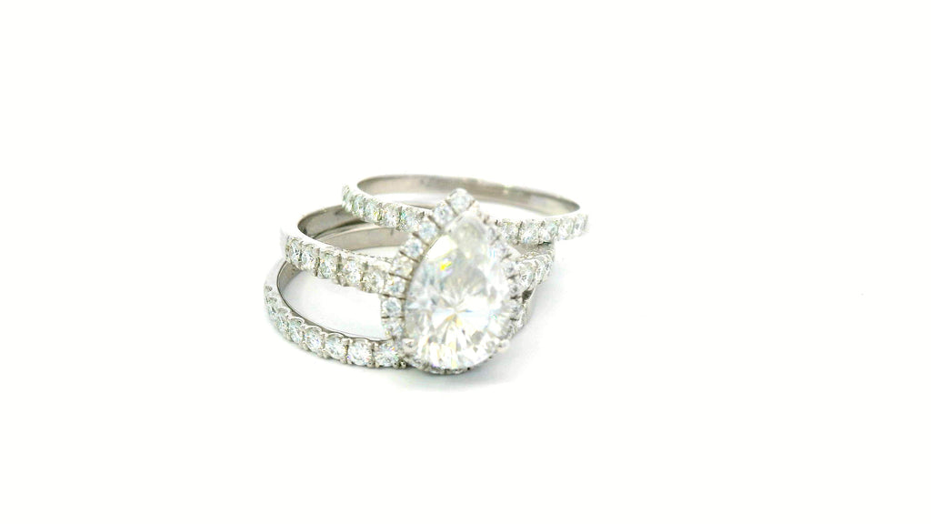 Silver labstone teardrop 3. Band ring