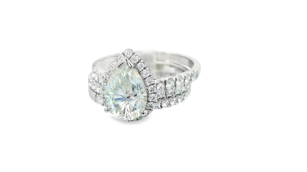 Silver labstone teardrop 3. Band ring