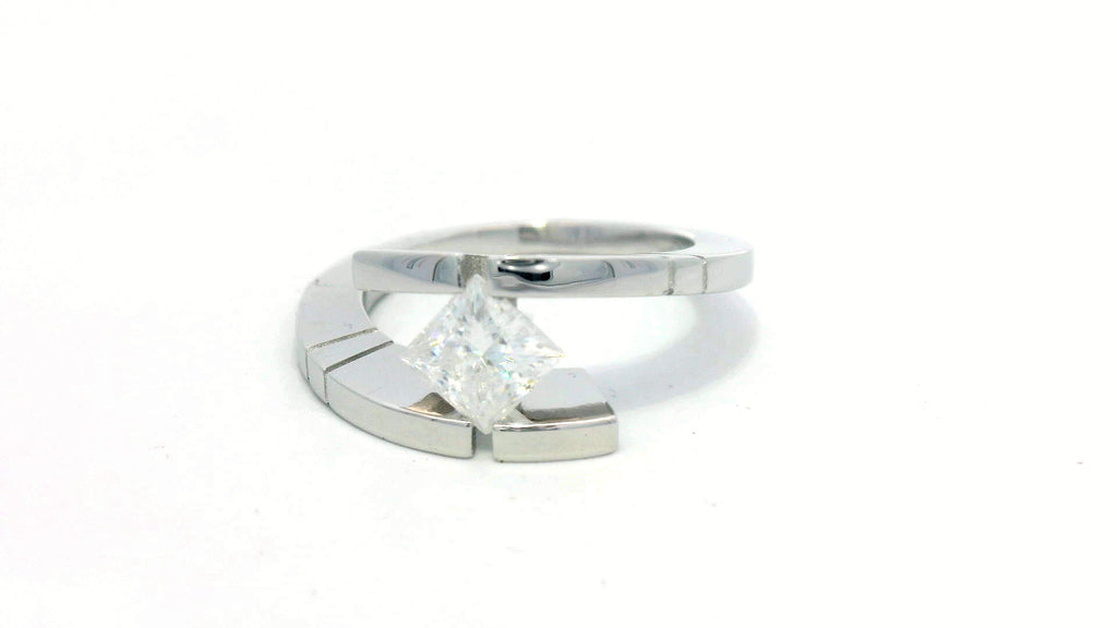 Silver labstone princess cut ring