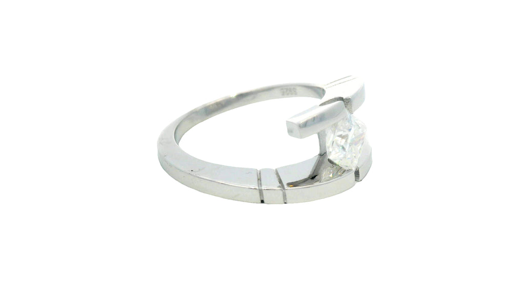 Silver labstone princess cut ring