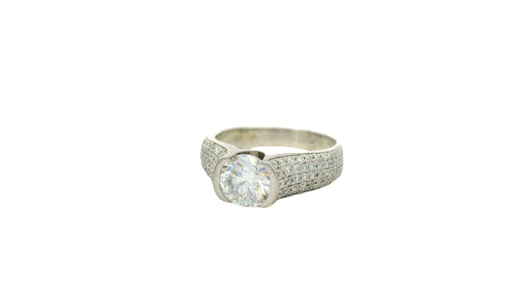 Silver round cut ring