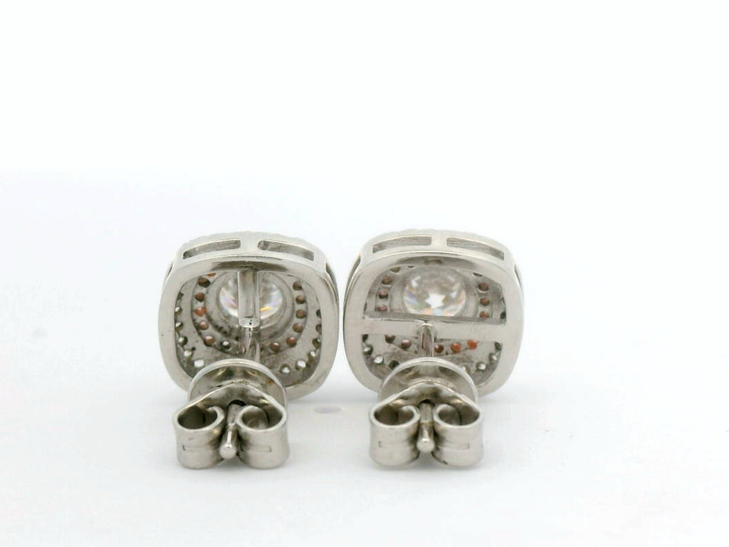 Twin tone pink and white lab stone earrings