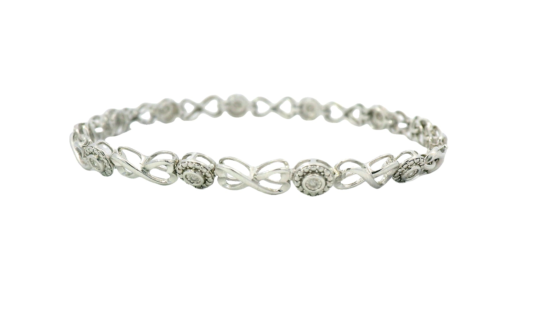 Silver lab stone infinity bracelet
