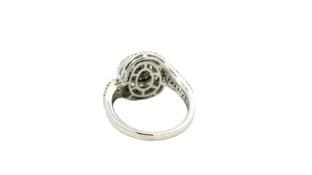 Silver swirl natural stone cluster ring