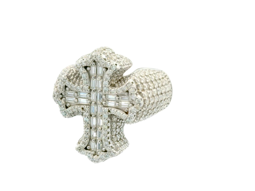 Men’s silver labstone cross ring