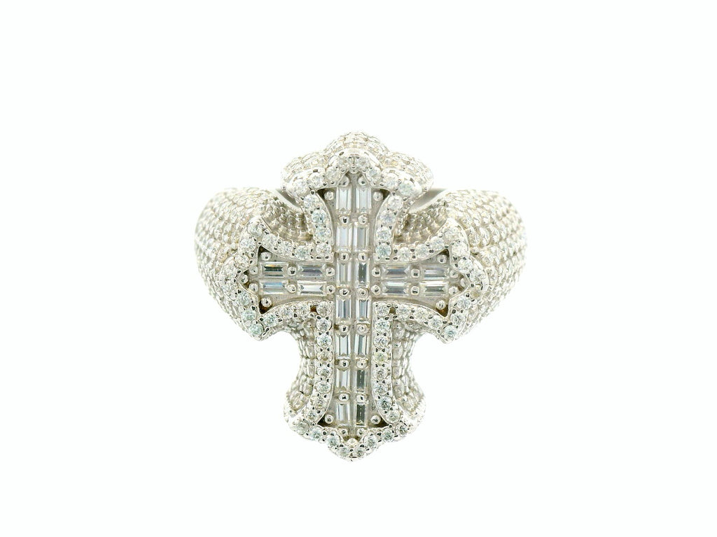 Men’s silver labstone cross ring