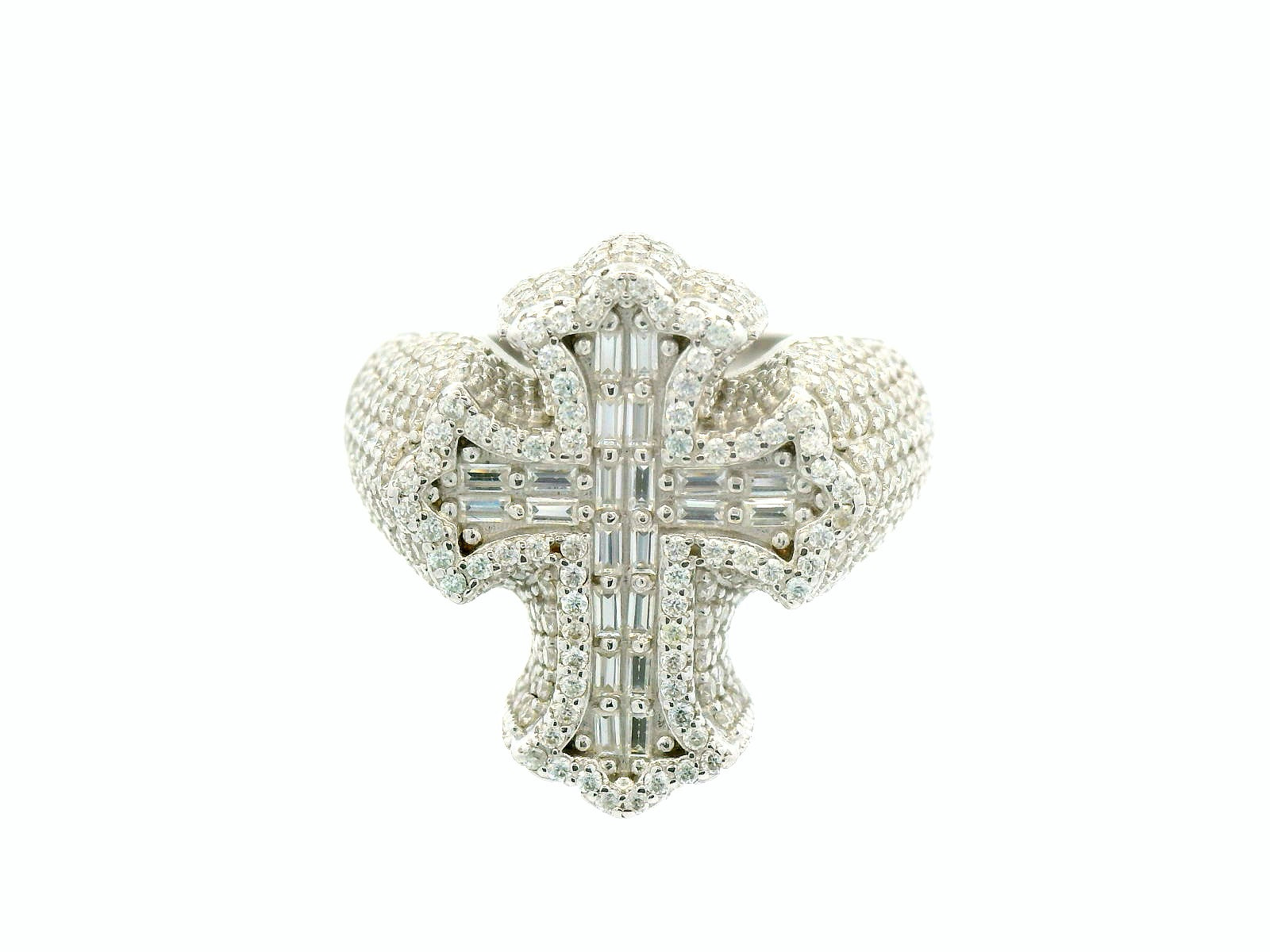 Men’s silver labstone cross ring
