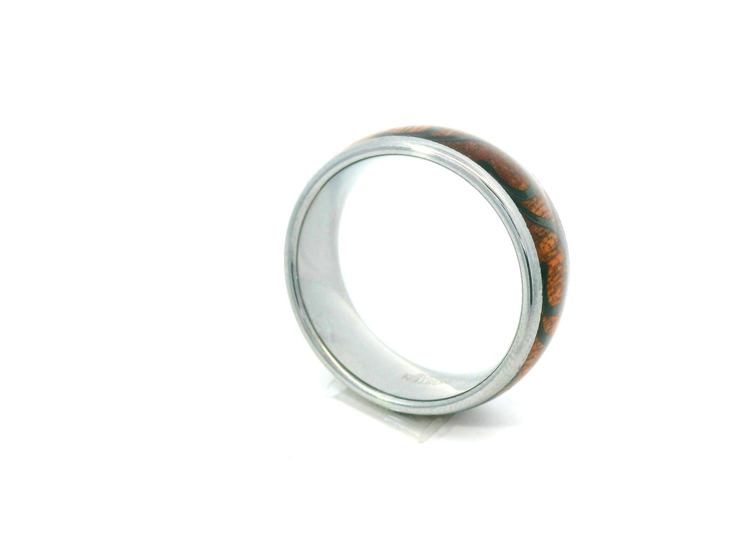 Brown wavy tungsten ring