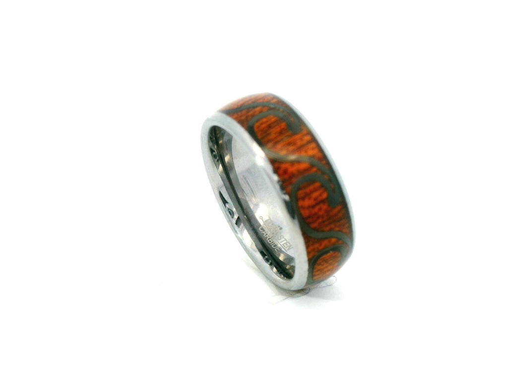 Brown wavy tungsten ring