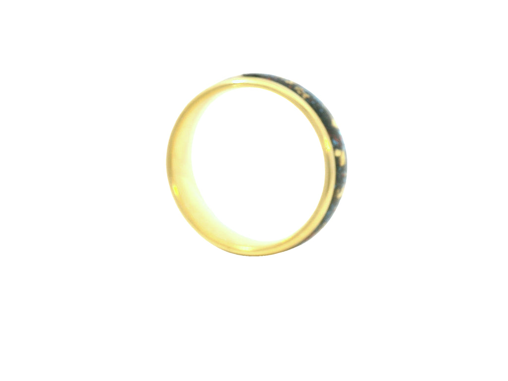 Gold trim multi colored tungsten ring