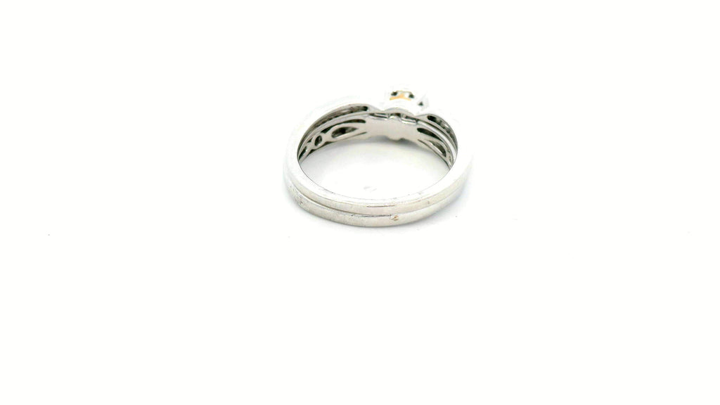 Two band silver natural stone cluster cross ring