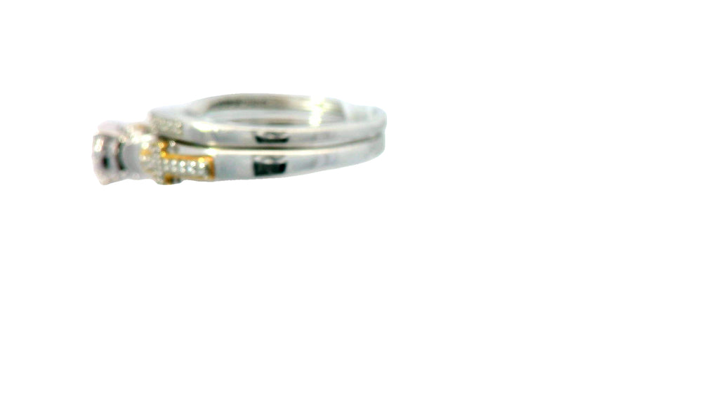 Two band silver natural stone cluster cross ring