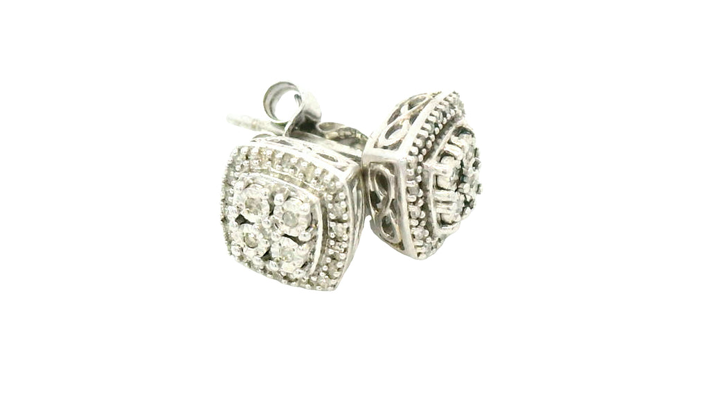 Silver natural diamond earrings