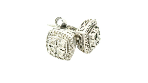 Silver natural diamond earrings