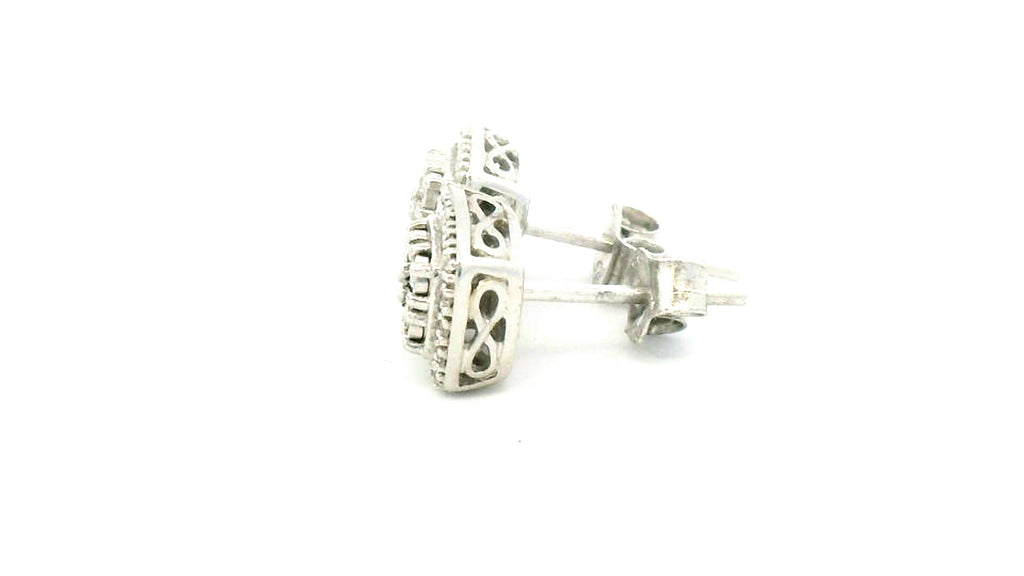 Silver natural diamond earrings